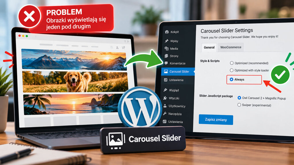 Carousel slider nie działa wordpress rozwiązanie
